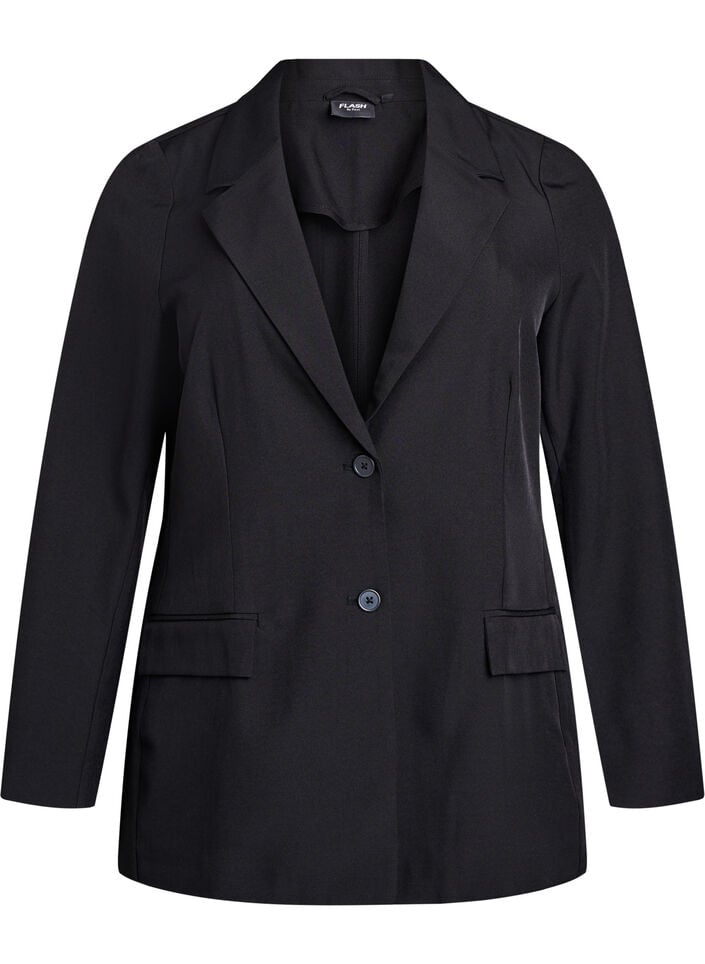 Blazer met zakken en splitjes, Zwart, Packshot image number 0