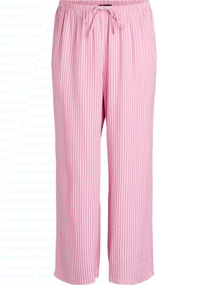 Losse seersucker-pyjamabroek met hoge taille, Roze, Packshot