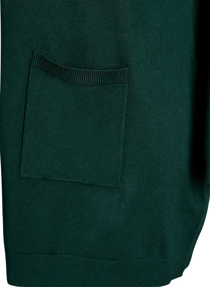 Lang gebreid vest van een viscose mix, Groen, Packshot image number 2