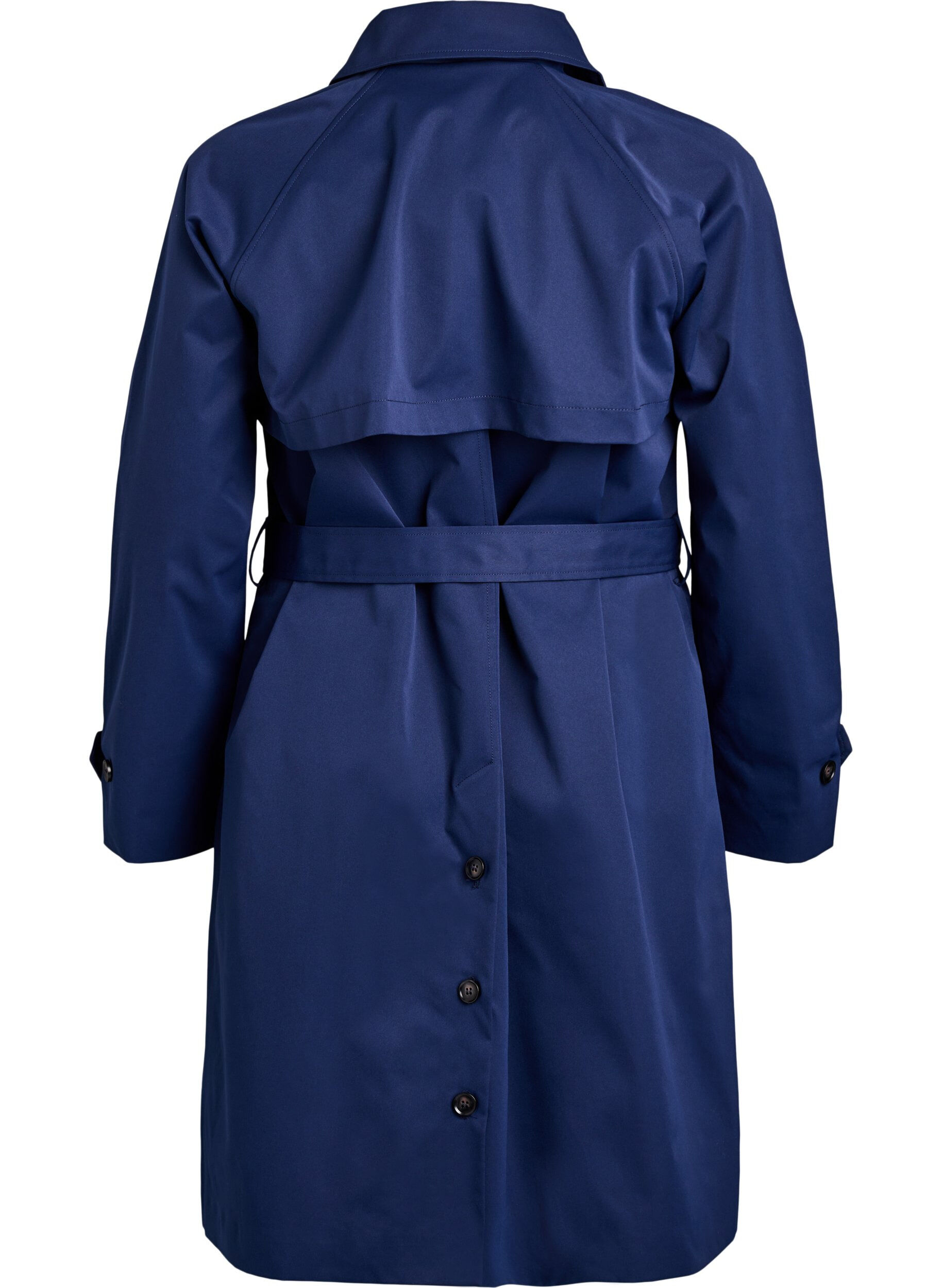 ZizziTrenchcoat met riem en splits, Blauw, Packshot image number 1