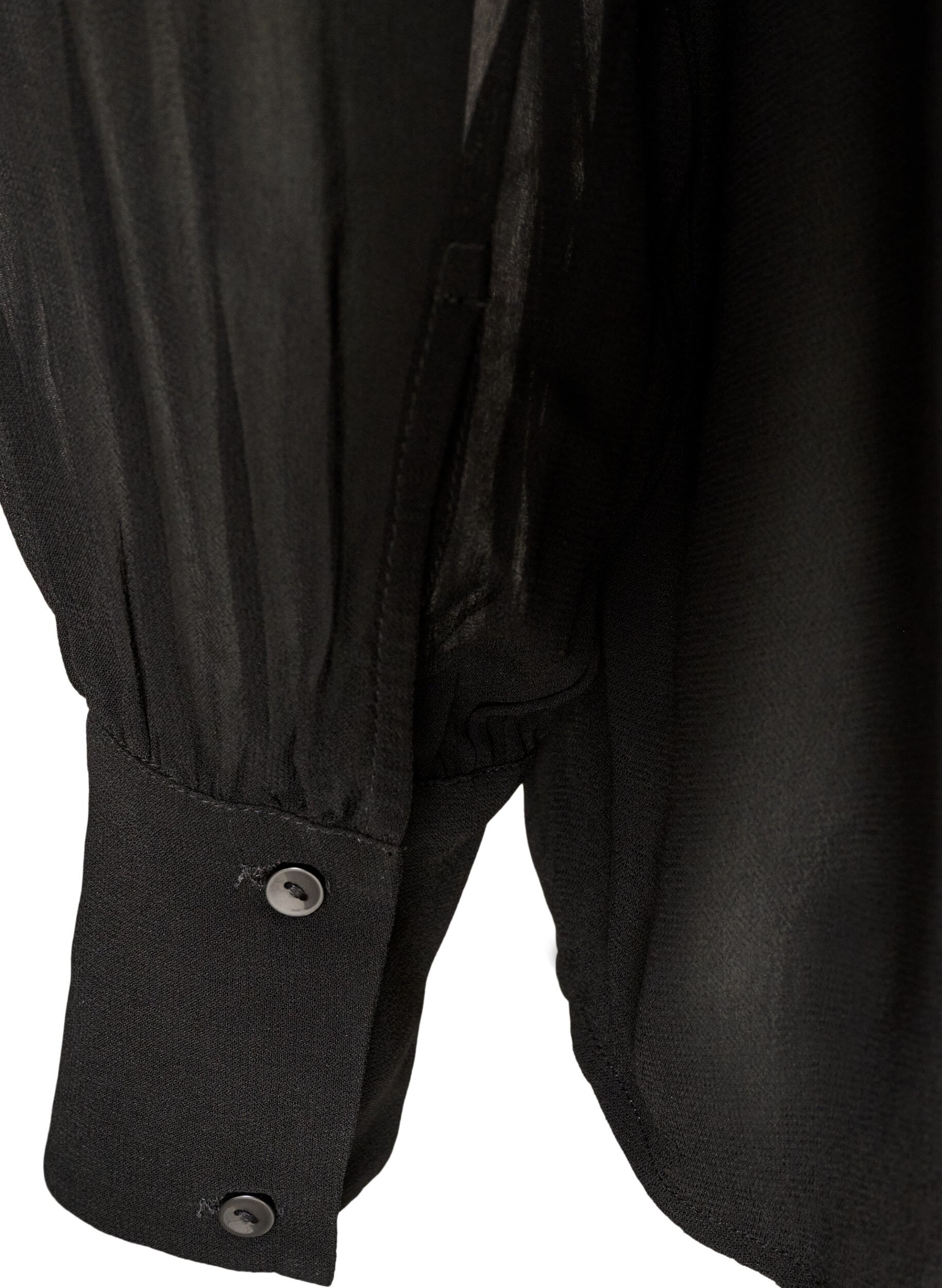ZizziViscose blouse met een ruchekraag, Zwart, Packshot image number 3