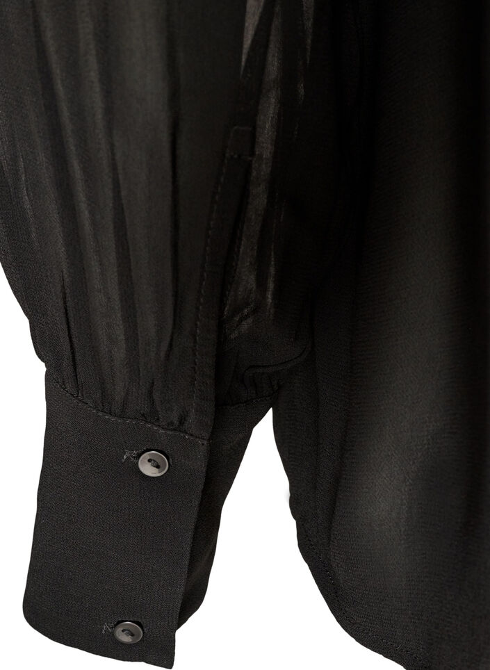 Viscose blouse met een ruchekraag, Zwart, Packshot image number 3