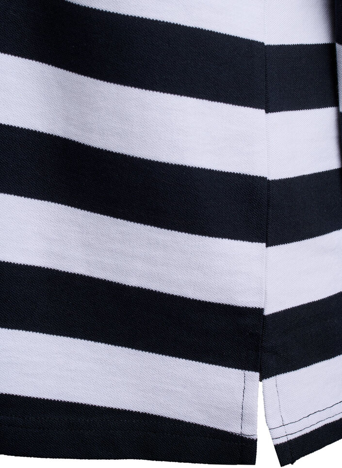 Gestreepte polo met lange mouwen, Zwart, Packshot image number 3