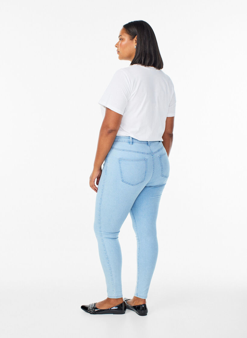 Amy super slim fit jeans met hoge taille, Blauw, Model image number 1