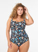 Gewatteerd badpak met print, Blauw, Model image number 0
