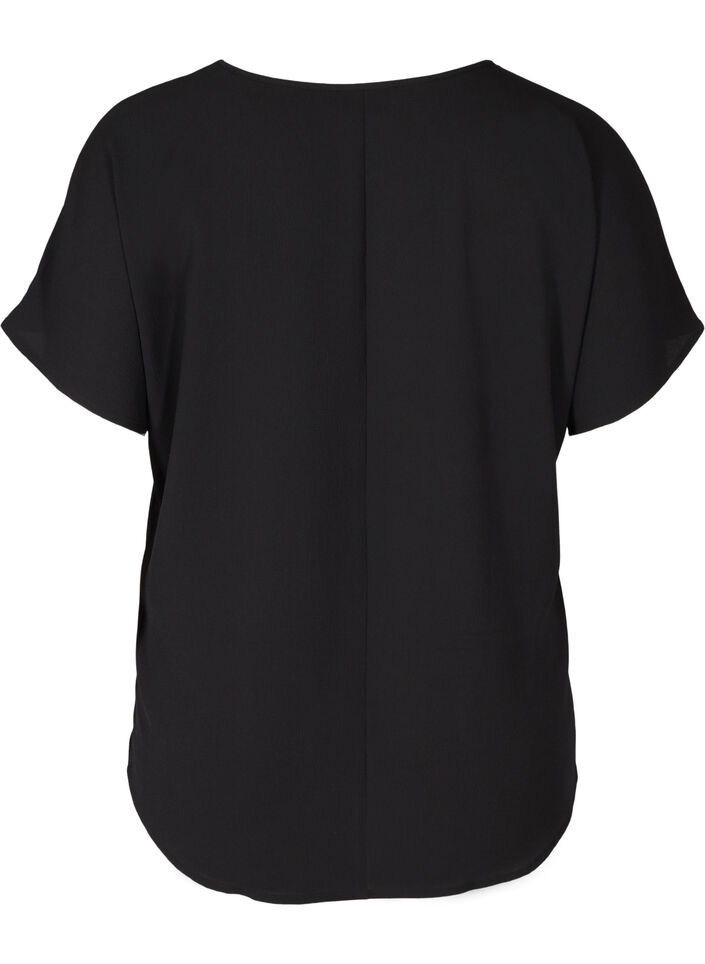 Top met korte mouwen en ronde hals, Zwart, Packshot image number 1