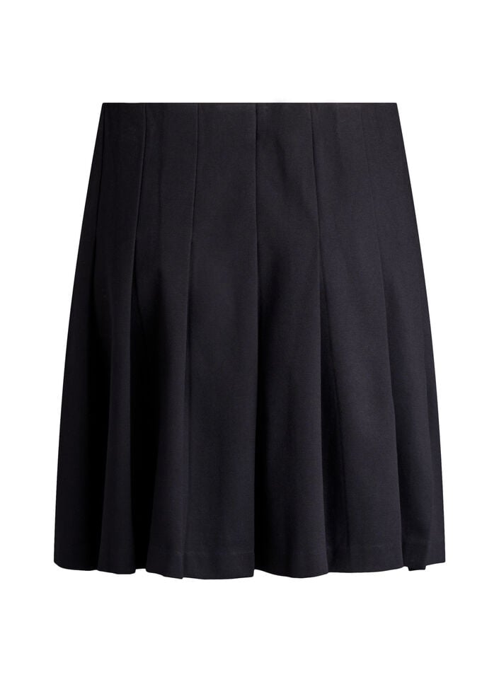 Korte geplooide rok met elastische tailleband, Black, Packshot