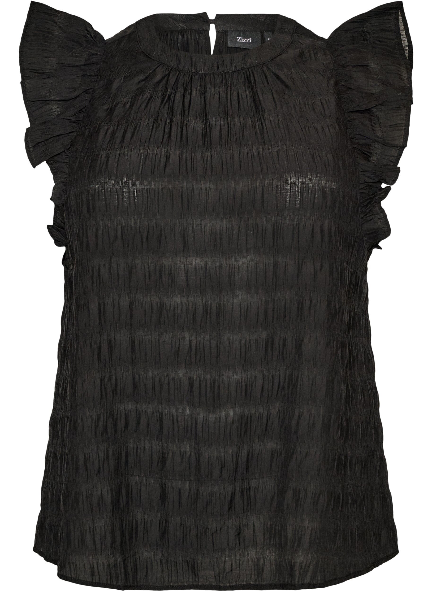Blouse met textuur en ruches zonder mouwen