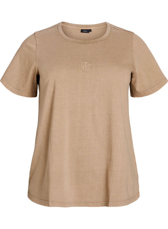 T-shirt in biologische katoen met een gewassen look, Silver Mink Washed, Packshot