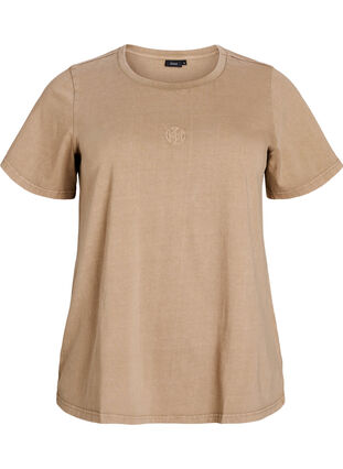 ZizziT-shirt in biologische katoen met een gewassen look, Silver Mink Washed, Packshot image number 0