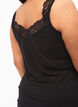 Viscose top met kanten rand, Zwart, Model image number 3