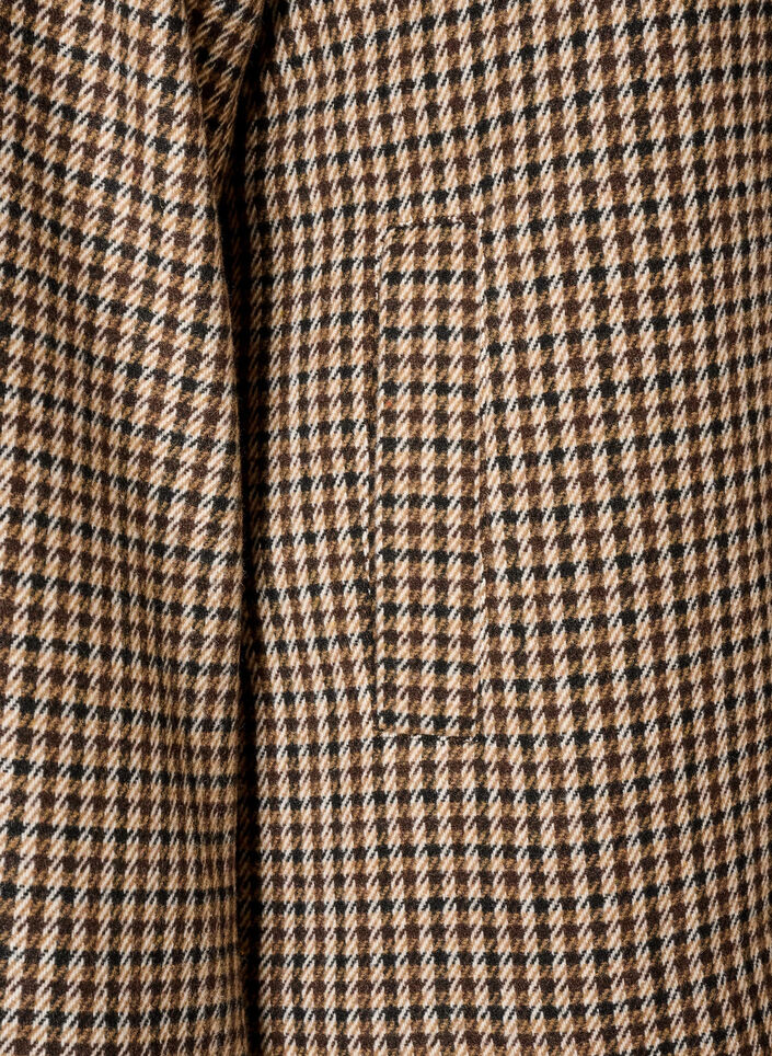 Korte geruite jas met dubbelrijige knoopsluiting, Bruin, Packshot image number 3