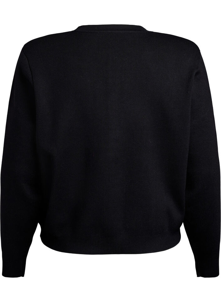 Cardigan met decoratieve gouden knopen, Zwart, Packshot image number 1