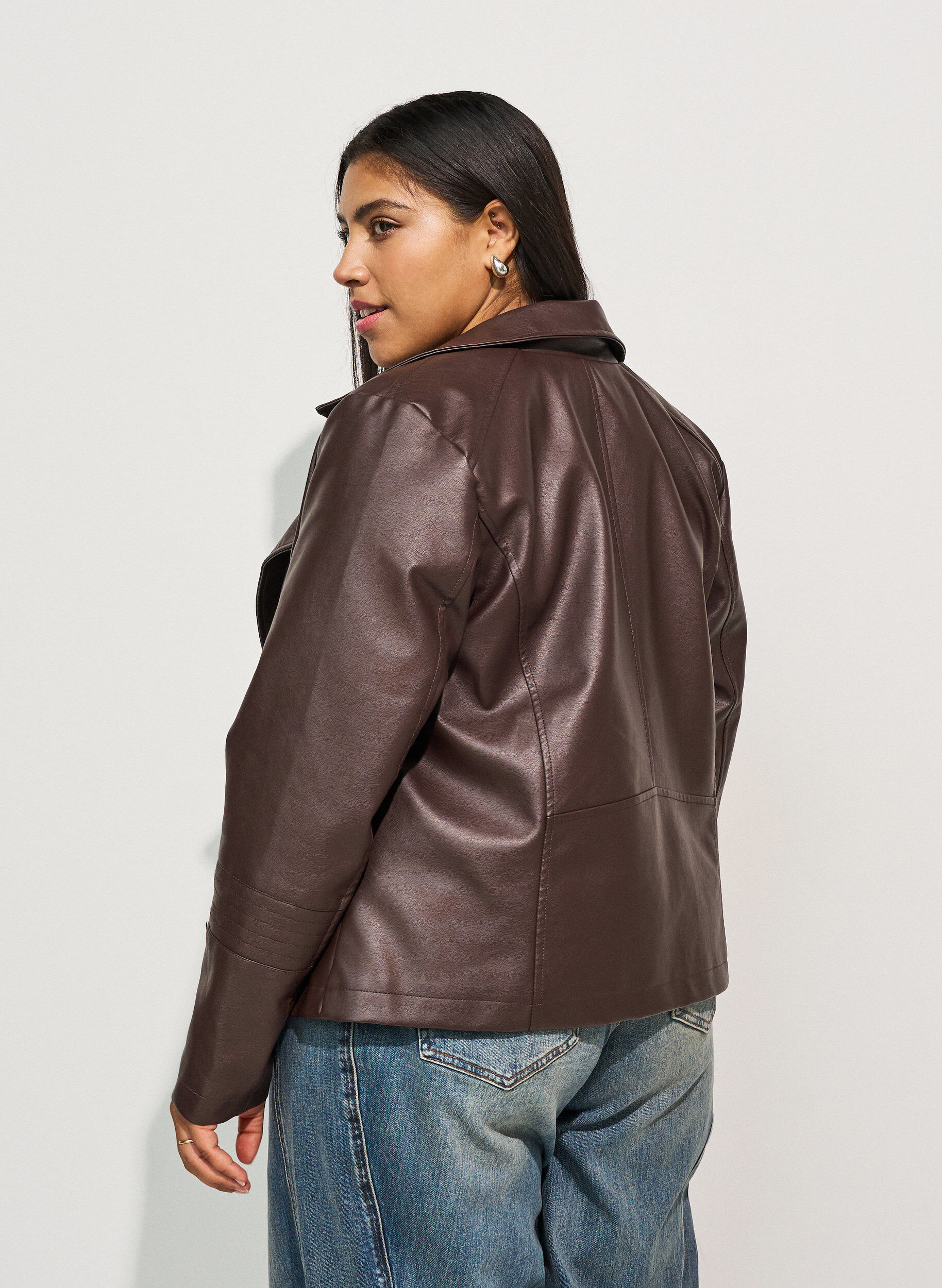 ZizziBikerjack in imitatieleer, Bruin, Model image number 2