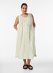 Mouwloze gestreepte midi jurk in linnen en viscose, Groen, Model image number 0