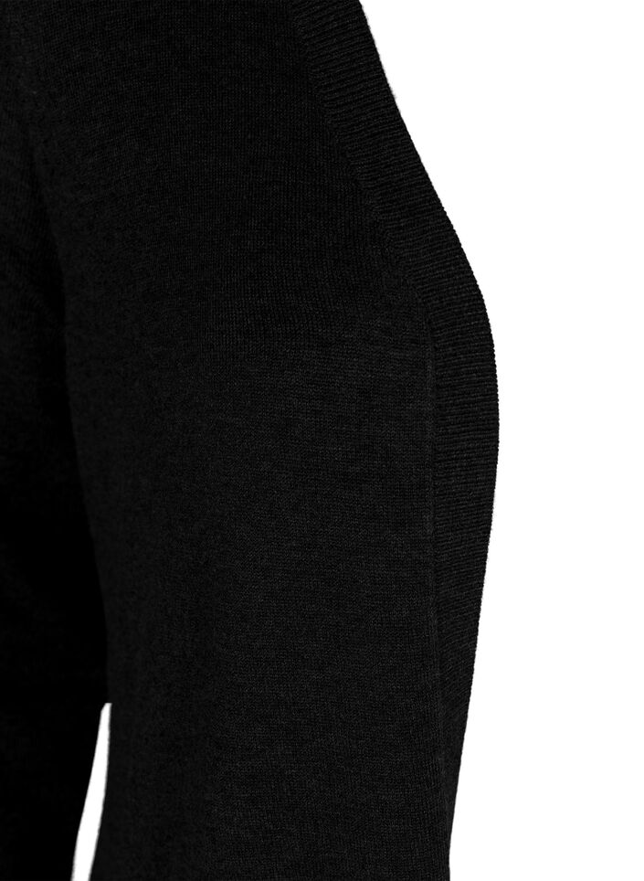 Lang gebreid vest in viscosemix, Zwart, Packshot image number 2