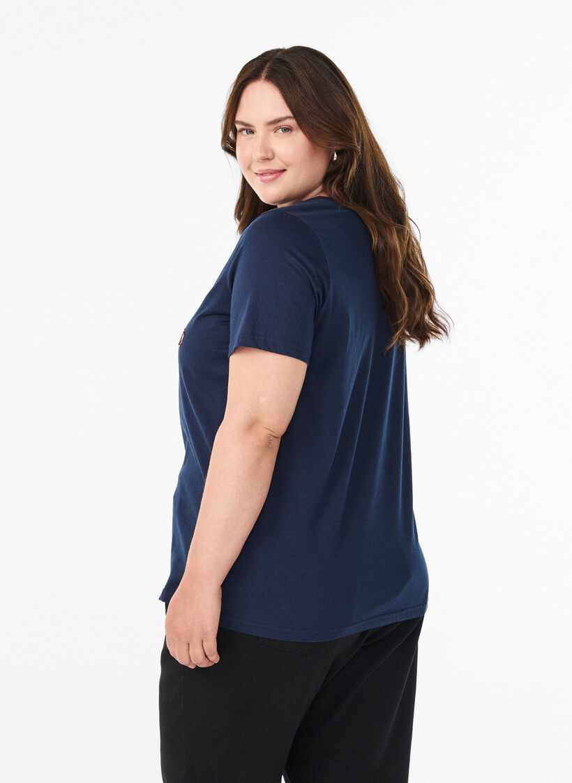 Kerst T-shirt van biologisch katoen, Blauw, Model image number 2