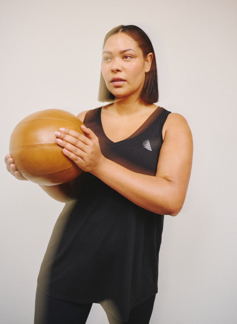 Top de sport avec col en V, Noir, Image image number 0