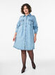 Denim jurk met hartjespatroon, Blauw, Model image number 1