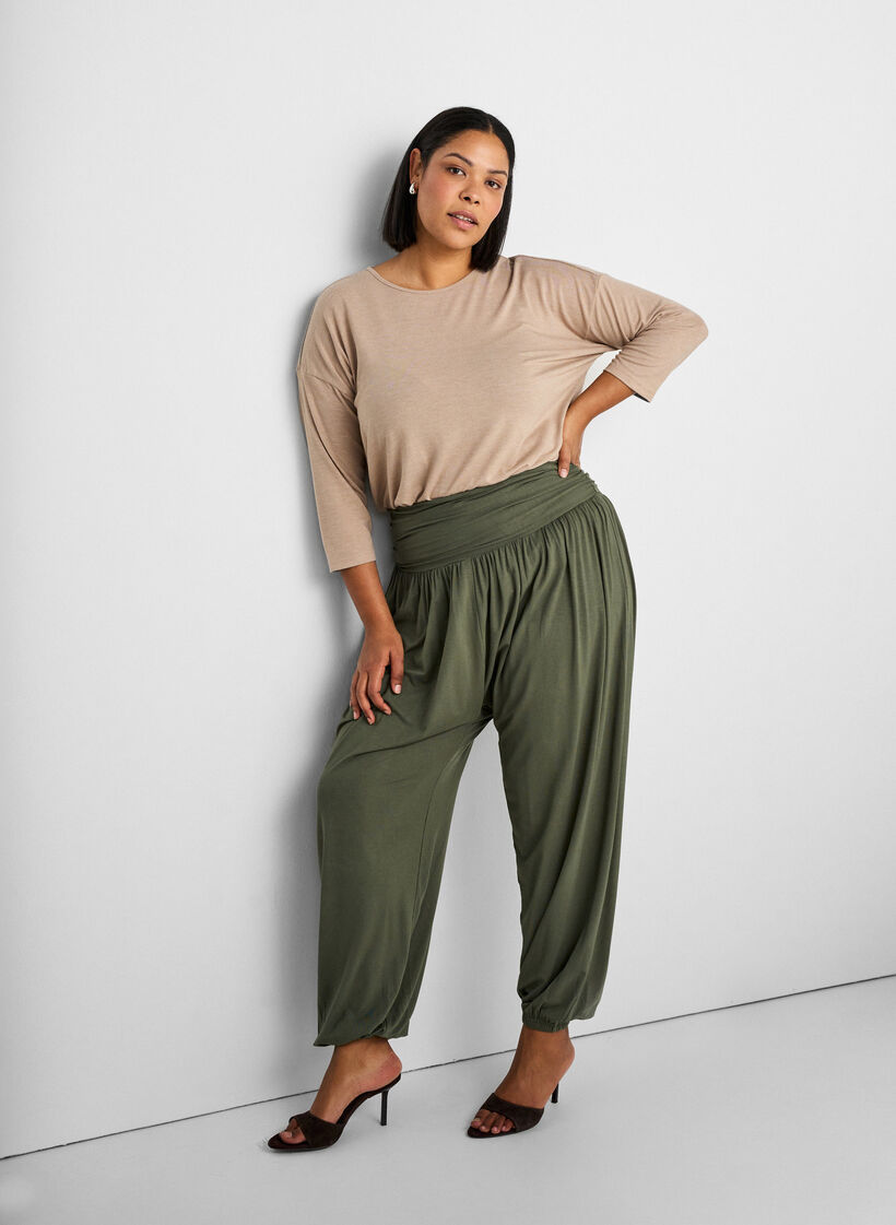 Pantalon sarouel ample, Vert, Image image number 0