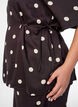 Polkadot viscose blouse met V-hals en striksluiting, Bruin, Model image number 3