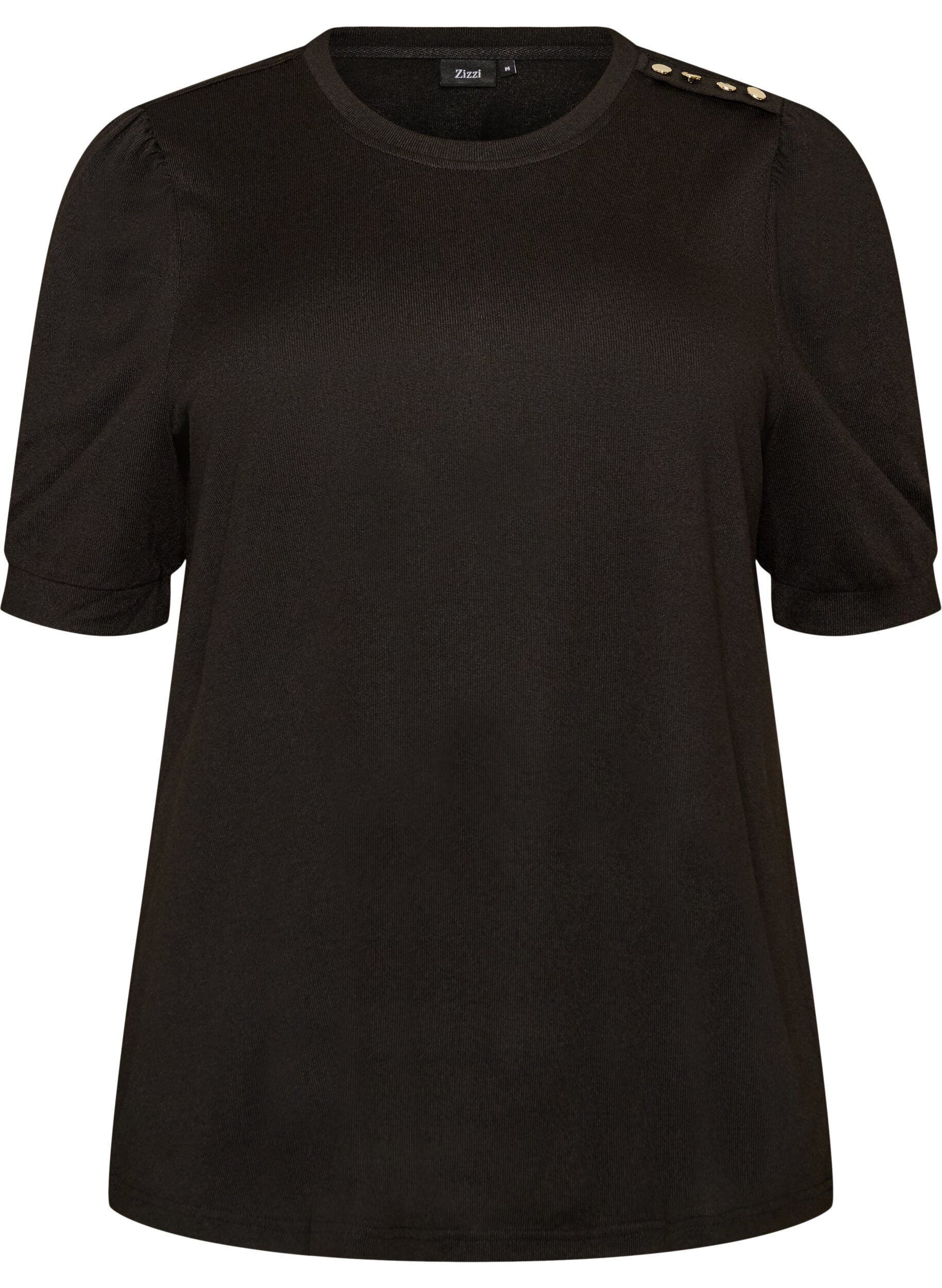 Blouse met knoopdetail en korte pofmouwen