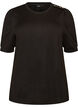 Blouse met knoopdetail en korte pofmouwen, Zwart, Packshot image number 0