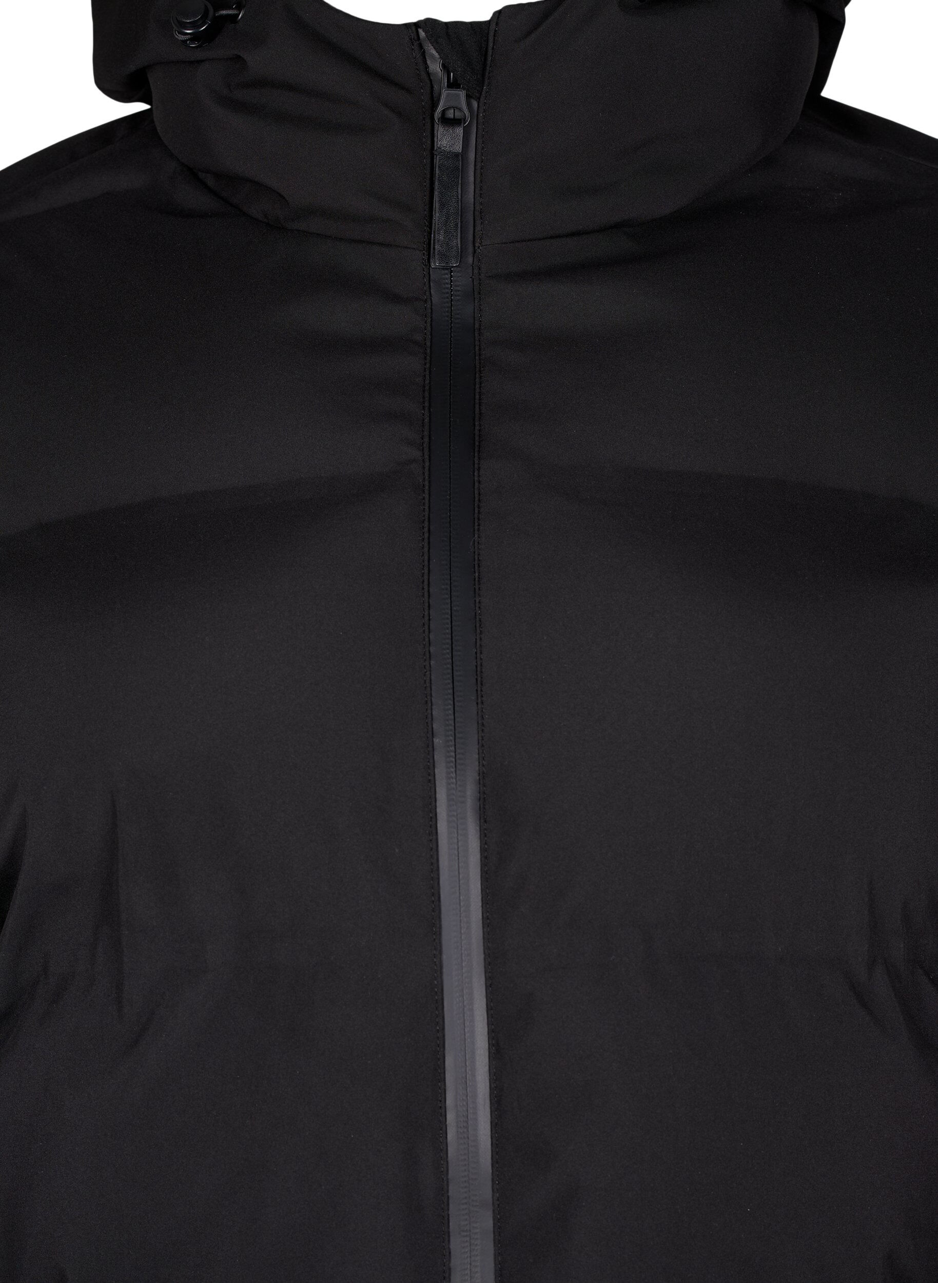 ZizziLange puffer winterjas met capuchon, Zwart, Packshot image number 2
