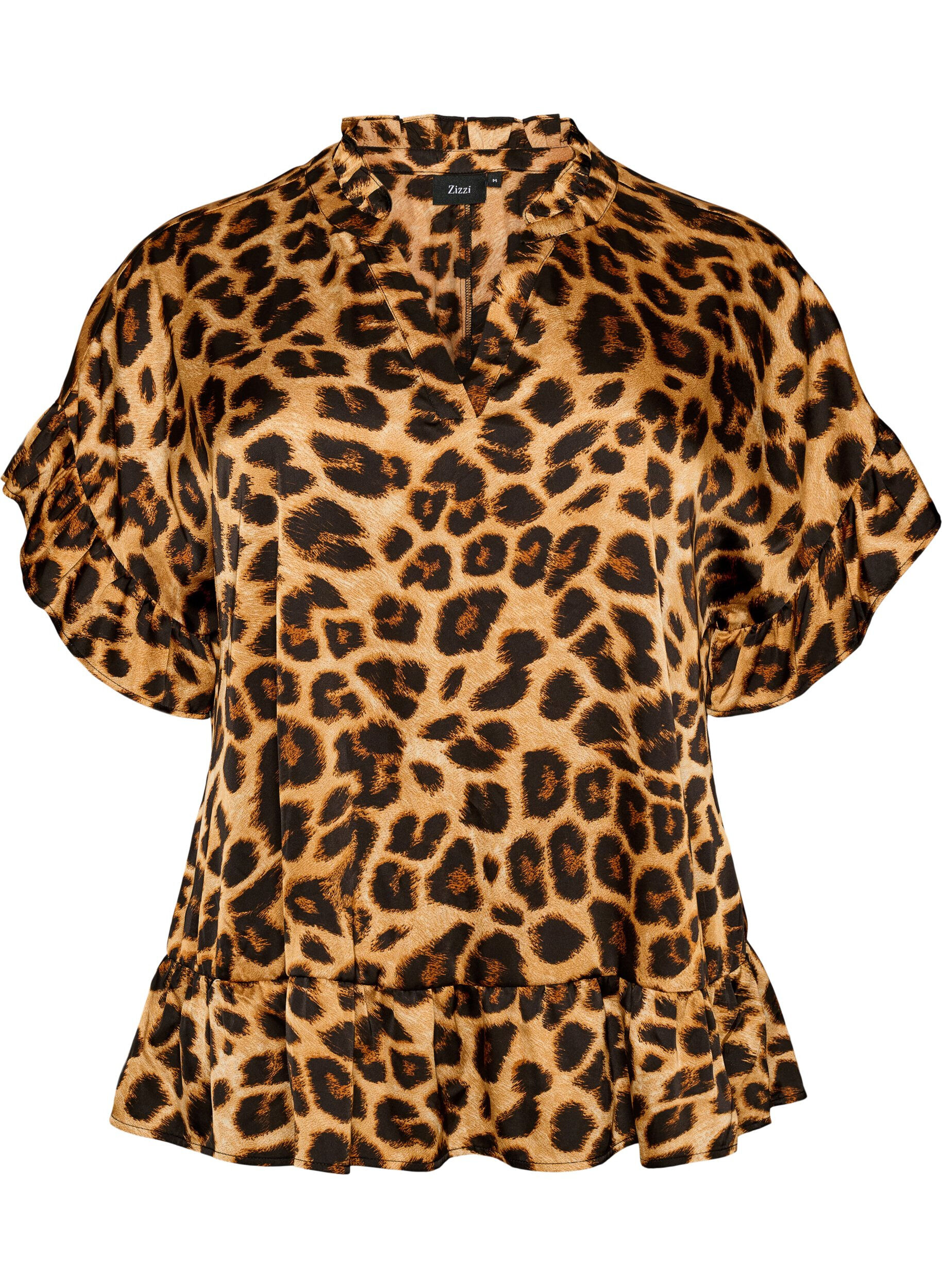 Blouse met luipaardprint en ruches