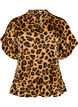 Blouse met luipaardprint en ruches, Bruin, Packshot image number 0