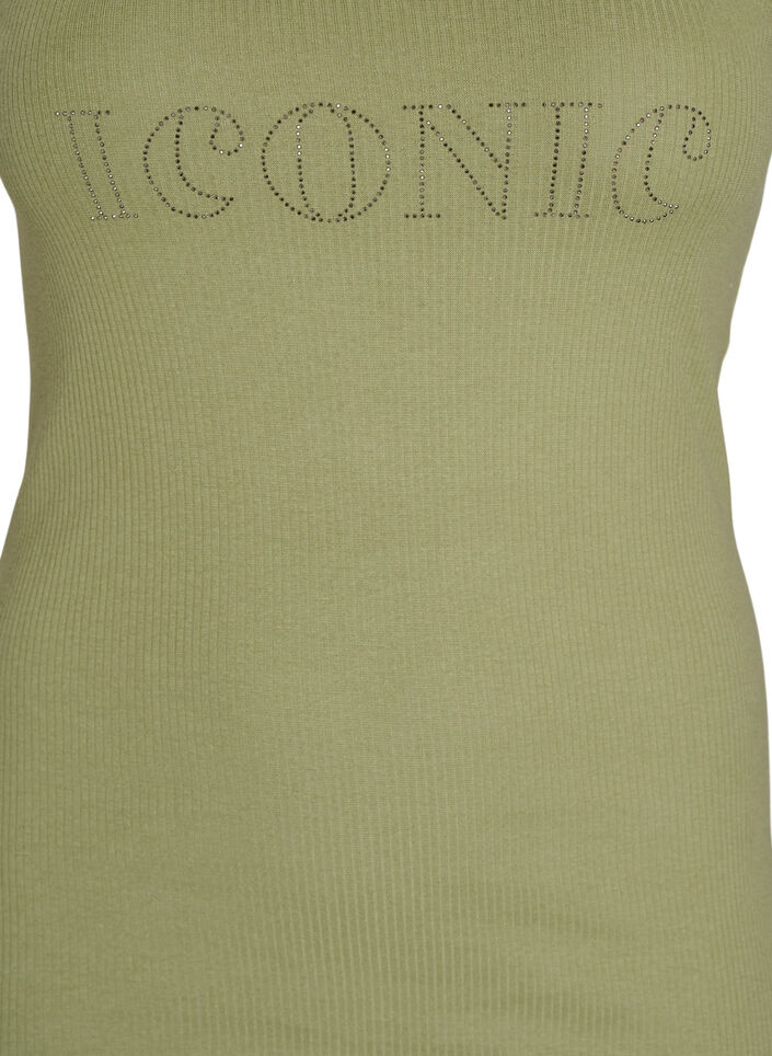 Tanktop met strass steentjes en slanke pasvorm, Groen, Packshot image number 2