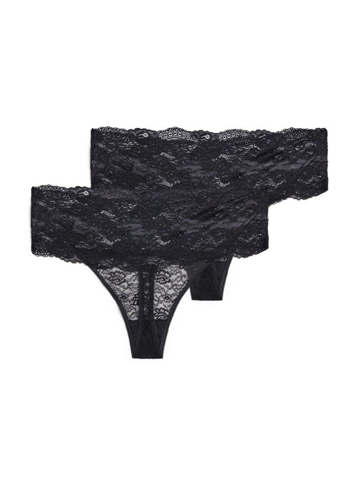 2-pack g-string onderbroeken, Zwart, Packshot image number 1