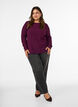 Blouse met structuur en golvende randen, Paars, Model image number 1