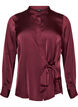 Chemisier aspect satin&eacute; et effet portefeuille, Bordeaux, Packshot image number 0
