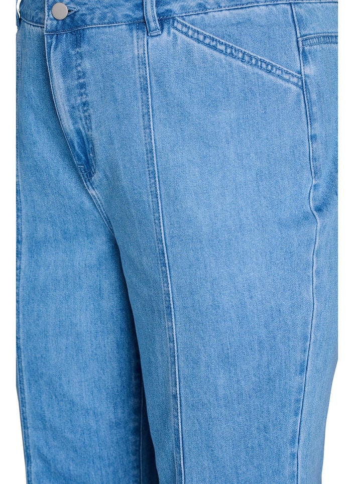 Kiana jeans met een straight-fit en gedurfde stiksels, Blauw, Packshot image number 2