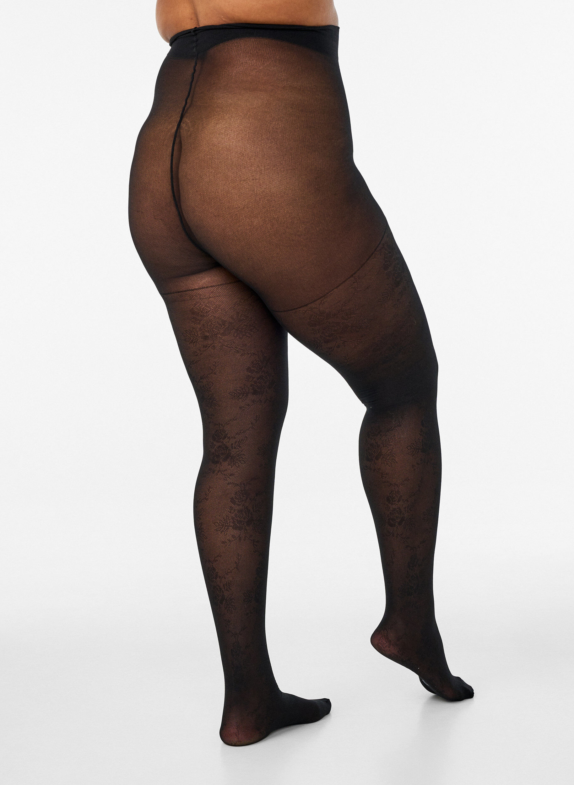 ZizziPanties met bloemenpatroon 30 denier, Zwart, Model image number 2