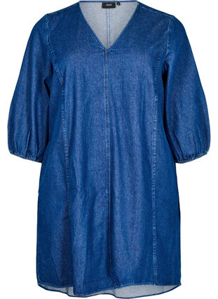 ZizziKorte denimjurk met 3/4 mouwen, Blue Denim, Packshot image number 0