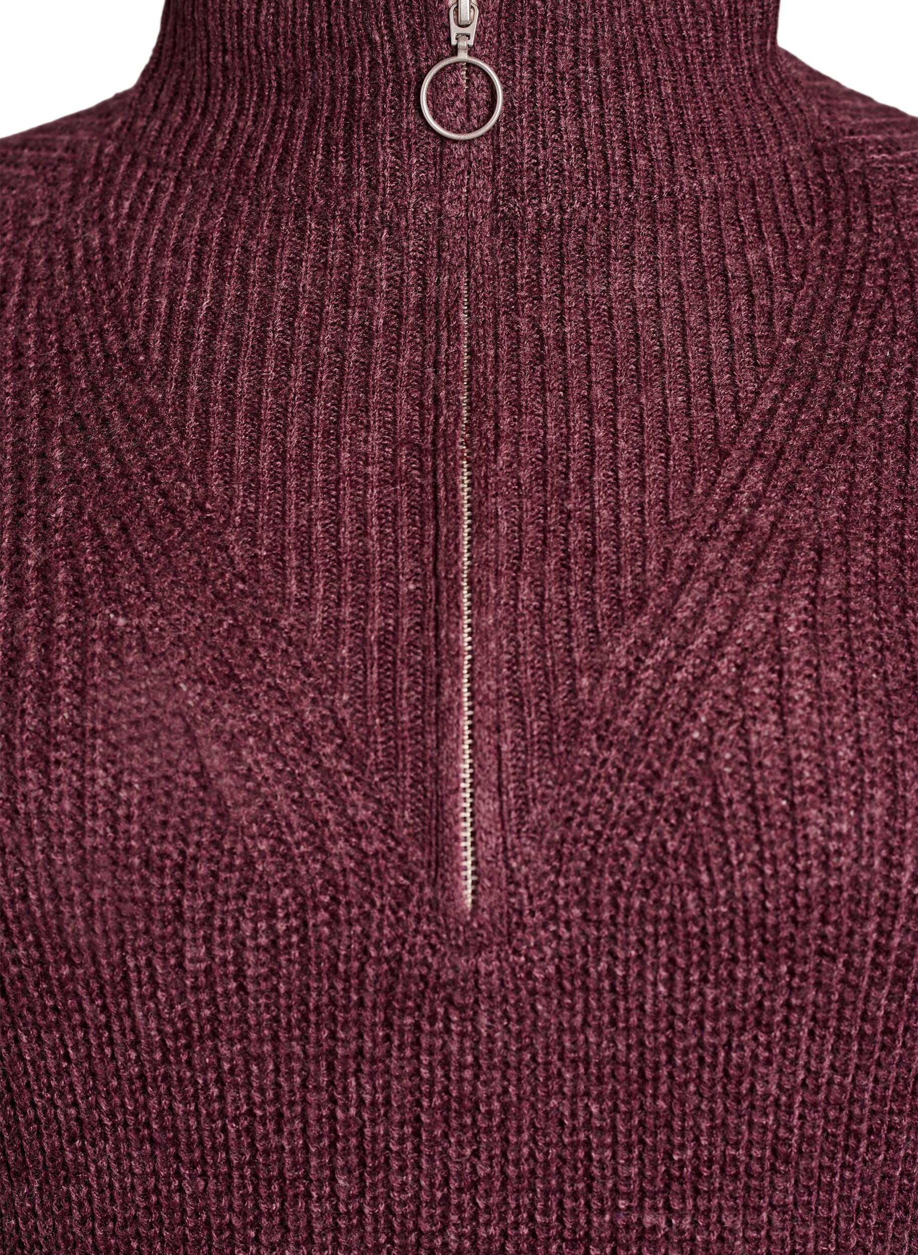 ZizziFLASH - Korte gebreide jurk met hoge hals, Rood, Packshot image number 2