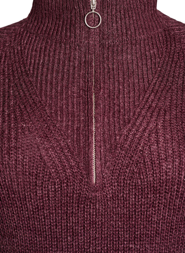 FLASH - Korte gebreide jurk met hoge hals, Rood, Packshot image number 2