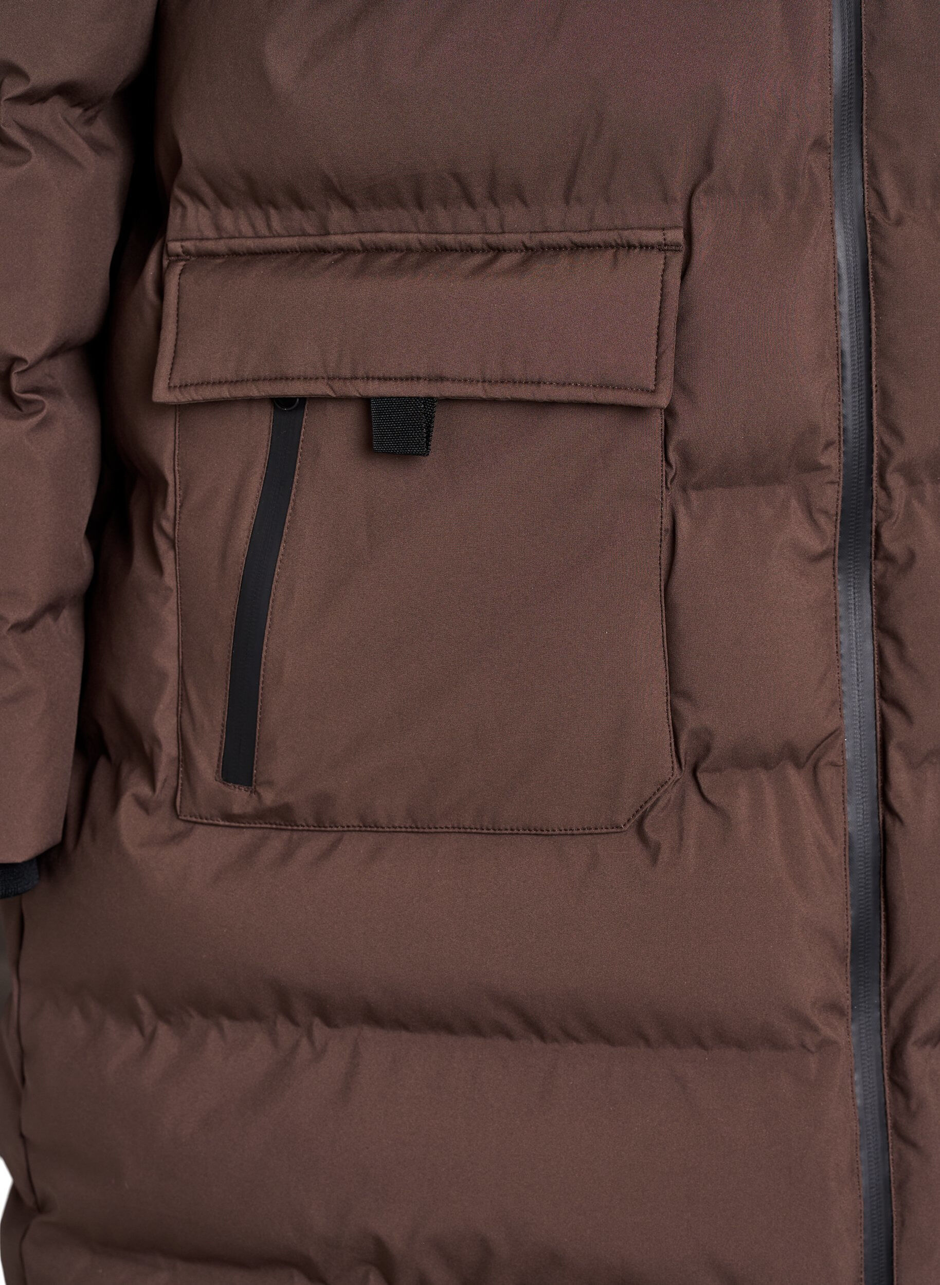 ZizziPufferjas met capuchon en zakken, Bruin, Packshot image number 3