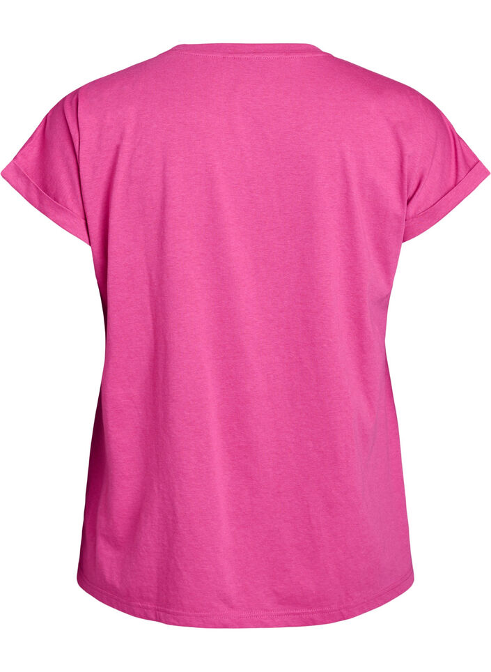 T-shirt &agrave; manches courtes en coton m&eacute;lang&eacute;, Rose, Packshot image number 1