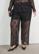 Broek met mesh en bloemenborduursel en pailletten, Zwart, Model image number 3