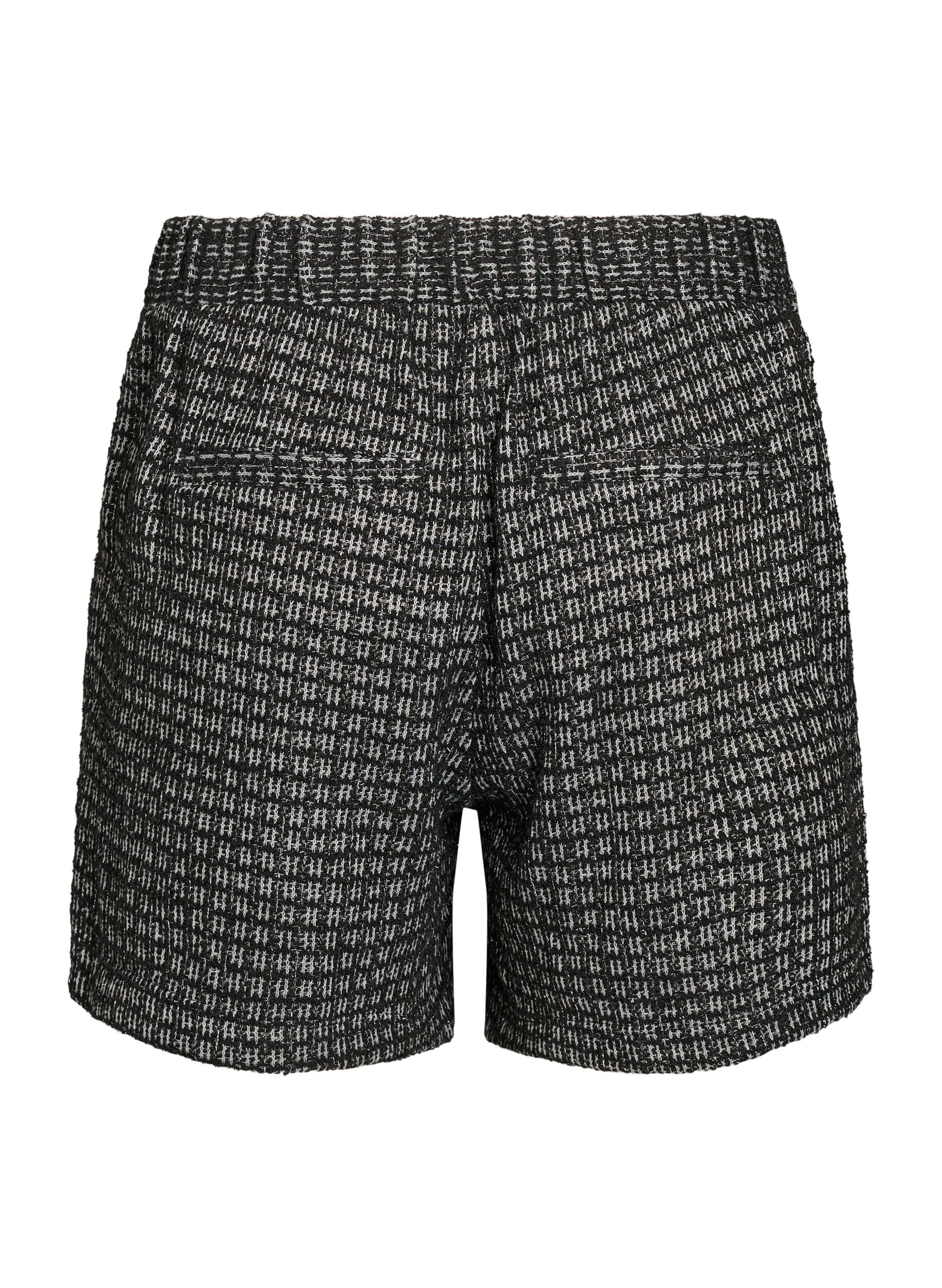 ZizziLichte boucl&eacute; shorts met zakken, Zwart, Packshot image number 1