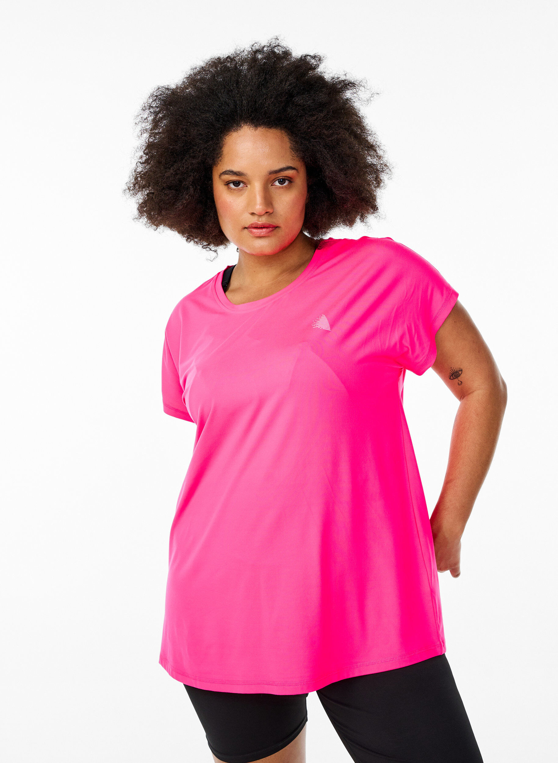T-shirt de sport couleur unie, Rose, Model