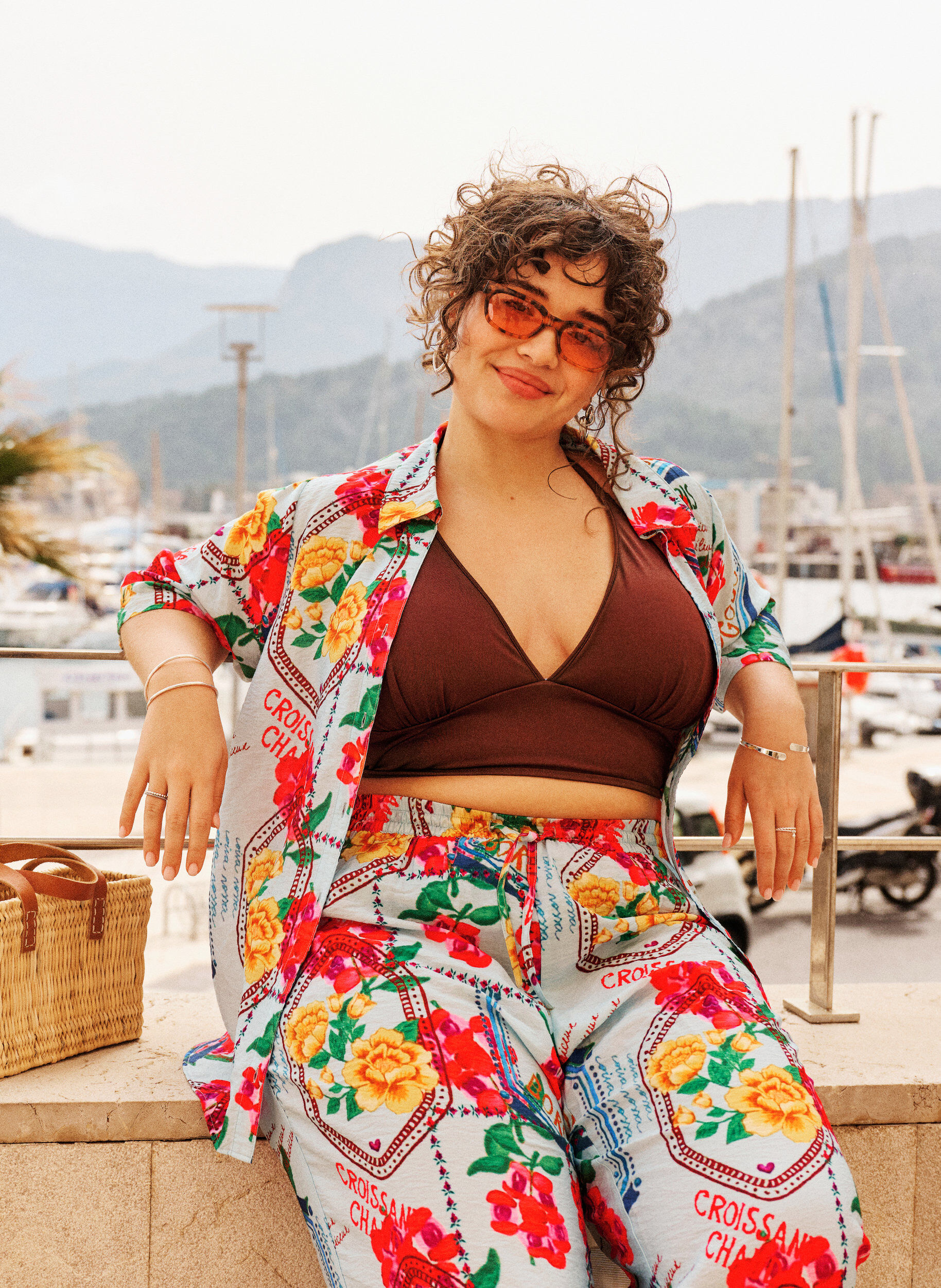 ZizziShirtblouse met mouwen tot aan de ellebogen en kleurrijke print, Blauw, Image image number 0