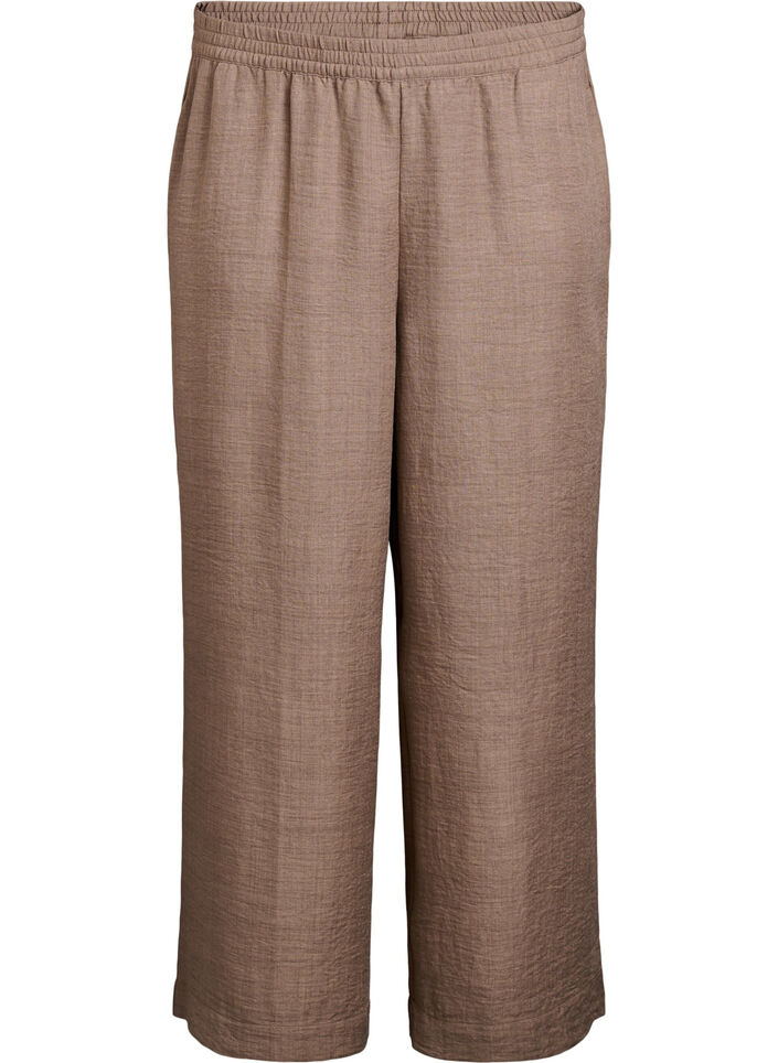 Losse broek met elastische tailleband en zakken, Bruin, Packshot image number 0