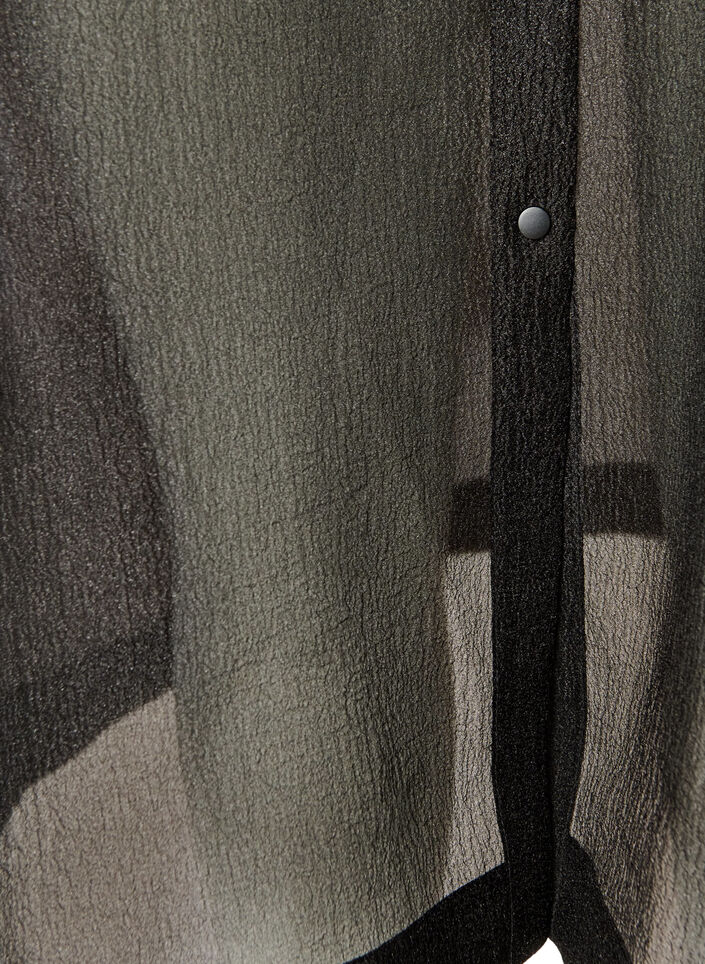Organza jurk met puffmouwen en borstzakken, Zwart, Packshot image number 3