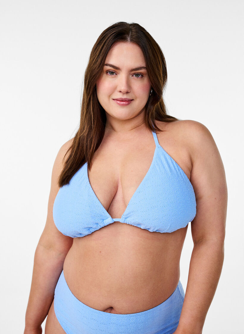 Triangle bikinitop met een gestructureerd patroon, Placid Blue, Model