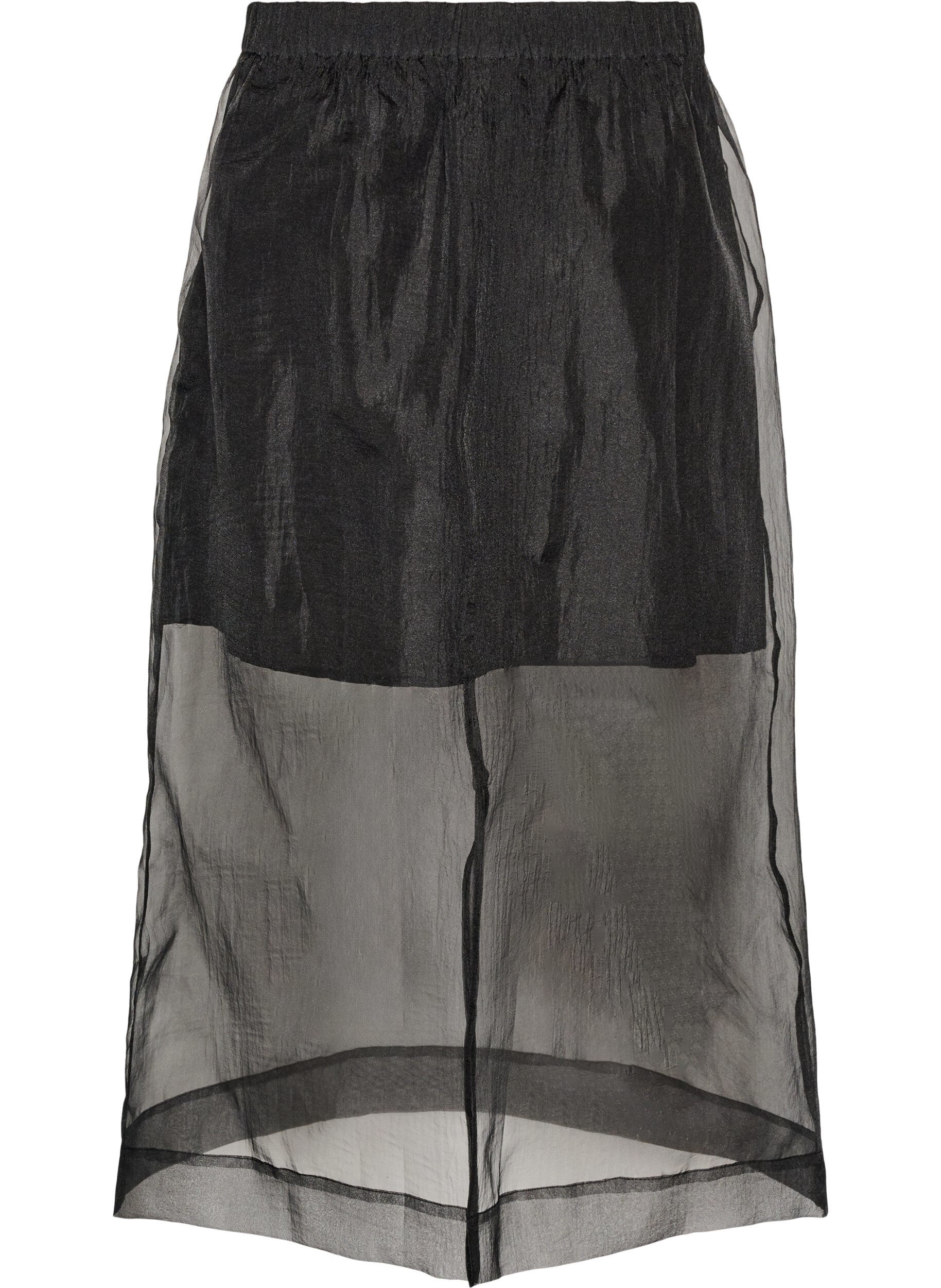 ZizziLange rok in organza-look, Zwart, Packshot image number 1