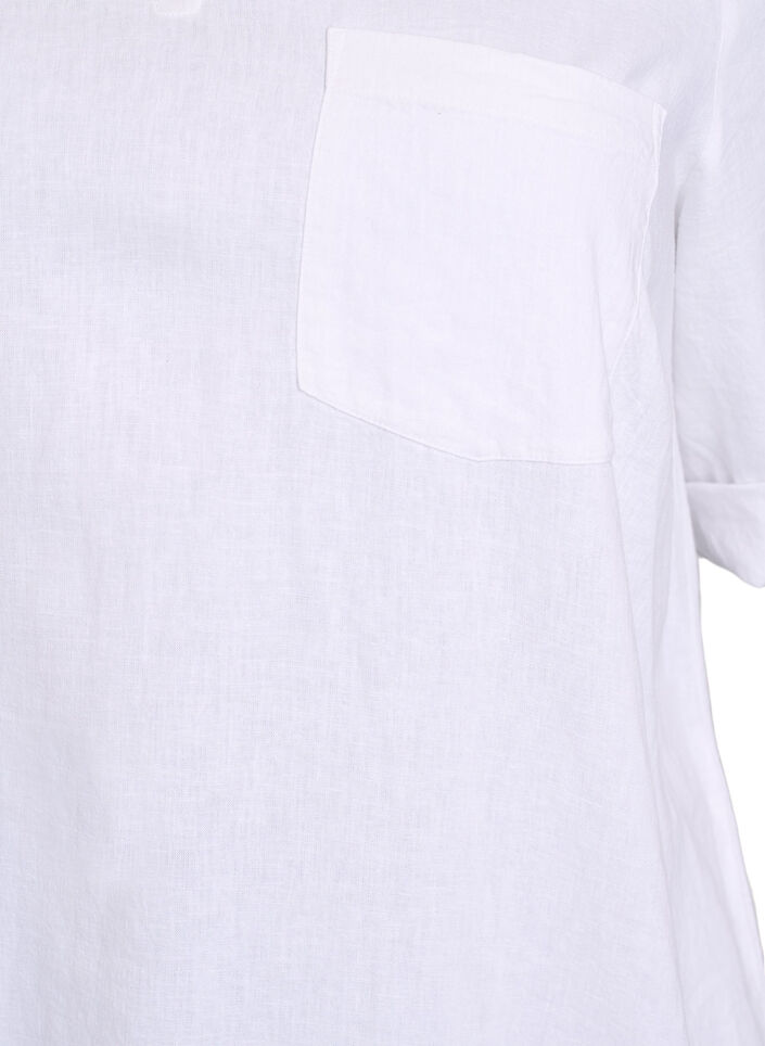 Tuniek van linnen en viscose met A-vorm, Bright White, Packshot